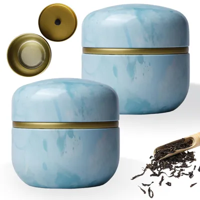 2er-Set runde Metalldosen für losen Tee, 8,5 cm, grün