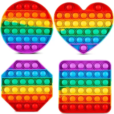 Productafbeelding van Fidget Toys sensorische bubbelspeelgoed - Set van 4 - Achthoek - Rond - Vierkant - Kinderen - Jongeren en volwassenen