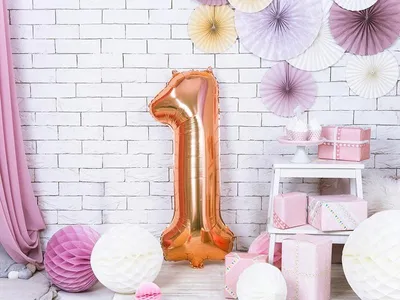 Produktbild von Folienballon Zahl "1", Roségold, 86cm, 1 Stk.