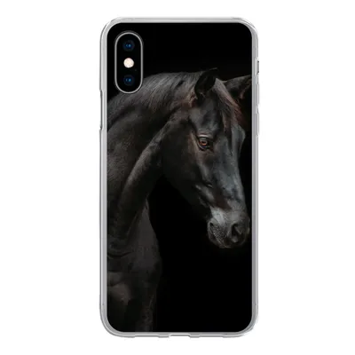 Produktbild von MuchoWow® Handyhülle Schutzhülle Hülle für iPhone X Pferd - Tier - Schwarz Silikon Softcase Handy Hülle - Handyhülle
