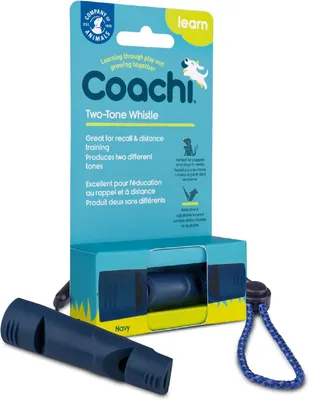 Immagine prodotto di Fischietto con due suoni, realizzato con materiali resistenti, dotato di cordino riflettente regolabile, ideale per l'addestramento dei cani