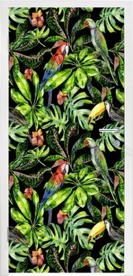 Produktbild von MuchoWow® Türtapete Selbstklebende Türfolie Vögel - Tropisch - Muster 85x205 cm Türposter Türaufkleber Klebefolie Türklebefolie - Türverzierung - Türen Dekoration - Plakaten