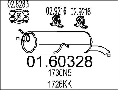 Produktbild von MTS 01.60328 Endschalldämpfer passend für PEUGEOT 307 (3A/C) Auspuff