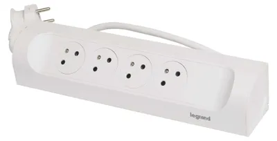 Legrand prodlužovací kabel 1 m / 4 zásuvky / bílá-černá / PVC / 1,5 mm2