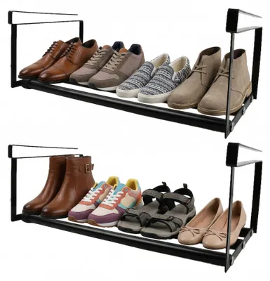 Ausziehbares Hängeregal 40-70 cm, Metall, Schwarz, für Küche & Kleiderschrank