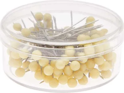 Produktbild von Stecknadeln mit gelbem Kunststoff-Kugelkopf, 38 mm Länge, ideal für Näh- und Bastelarbeiten, 100 Stück
