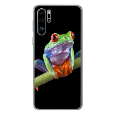 Produktbild von MuchoWow® Handyhülle Schutzhülle Hülle für Huawei P30 Pro Frosch - Pflanze - Schwarz Silikon Softcase Handy Hülle - Schutzdeckel