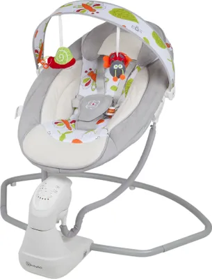 Produktbild von babyGO Babywippe Cuddly - Grau - 5 Punkt Gurt - Timer-Funktion - 4 Schwinggeschwindigkeiten