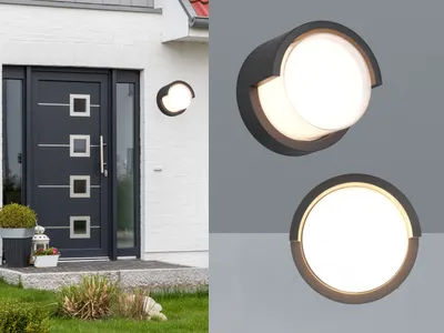 Produktbild von Runde LED Außenwandleuchten Schwarz 2 Außenleuchten für Hauswand Außenbereich