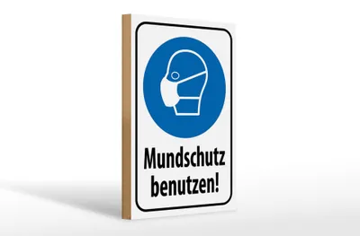Produktbild von Holzschild Hinweis 20x30cm Mundschutz benutzen Maske