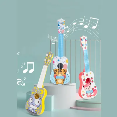 Produktbild von Simulation Ukulele Instrument Spielzeug Cartoon 4 verstellbare Saiten tragbare Musikgitarre blau