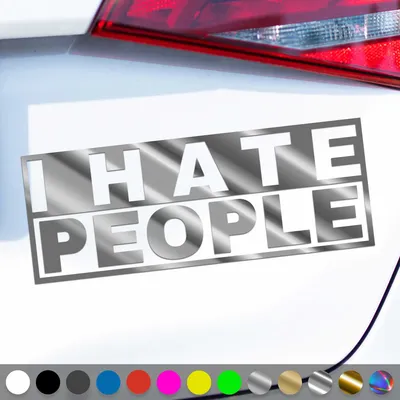 Produktbild von PantherPixel I hate People Aufkleber Ich Hasse Menschen Sticker Auto Geschenkidee Farbe Chrom-Silber