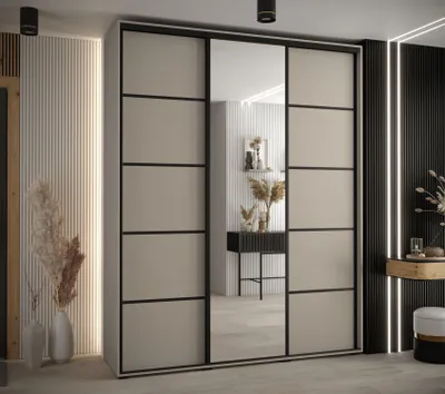 Obrázok produktu pre Šatníková skriňa INDIRA 5 - 190/60 cm, kašmír / čierna