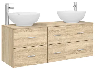 Immagine prodotto di vidaXL Set di mobili da bagno, 3 pezzi, effetto legno Sonoma, 49,5 x 44,5 x 65 cm