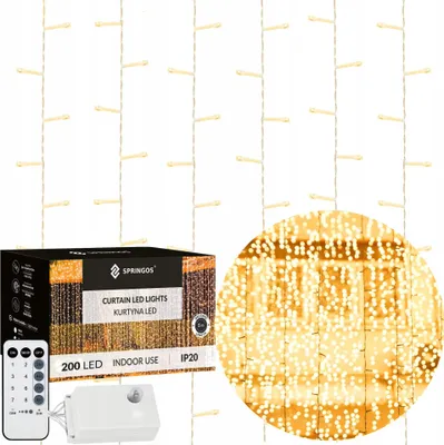 Produktbild von Lichtvorhang 200 Led 3X2M Warmweiss Mit 8-Funktions-Fernbedienung Für Fenster