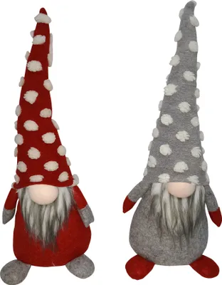Immagine prodotto di Rebecca Mobili set con 2 folletti decorativi, H 48 cm in tessuto rosso e grigio