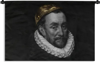 Produktbild von MuchoWow® Wandteppich Wandbehang Wilhelm von Oranien - Adriaen Thomasz - Schwarz - Weiß 90x60 cm Tapisserie Dekoration Wandtuch - Wandskulpturen - Bildteppich