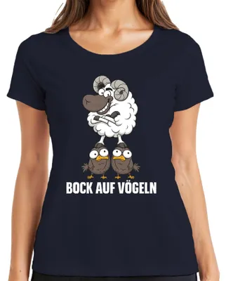 Immagine prodotto di T-shirt da donna, taglia XXL, colore blu navy, con scritta divertente a tema uccelli, ideale per esprimere umorismo, sarcasmo e personalità