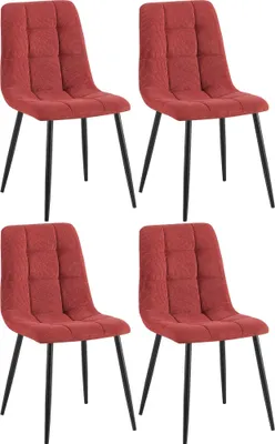 Produktbild von CLP 4er Set Esszimmerstuhl Tilde gepolstert mit Rückenlehne bis 150 kg belastbar bordeauxrot Material Cord