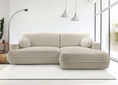 Produktbild von AX LIVING Ecksofa mit Schlaffunktion Peoni 267cm beige mit Bettkasten R