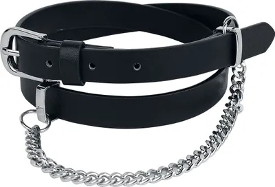 Produktbild von Rock Rebel by EMP Damen Schwarzer schmaler Gürtel mit dekorativer Kette 115 cm
