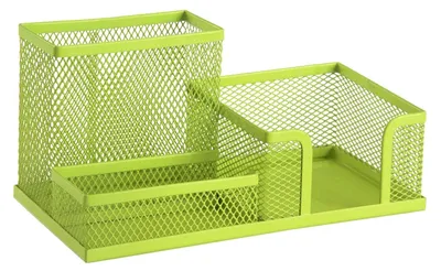 Obrázek produktu pro Stolní organizér s 3 přihrádkami z kovové síťoviny limetkově zelený