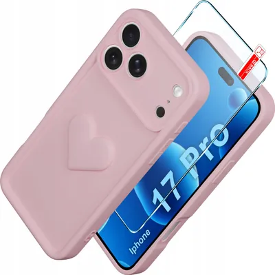 Obrázok produktu pre Puzdro pre iPhone 17 Pro CASE silikónové matné srdce + ochranné sklo 9H