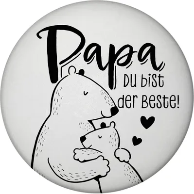 Produktbild von Papa Bär Geschenk Magnet rund rund mit Spruch Papa du bist der Beste