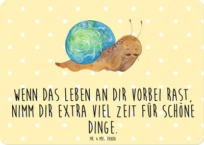 Produktbild von Mr. & Mrs. Panda Retro Blechschild Schnecke Sir DIN A6 - Gelb Pastell - Geschenk, Schnecken, Zeit nehmen, Motivation, Schild, Metallschild, Wandbild, Lebensmut, Weisheit