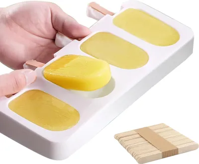 Produktbild von Silicone Eisform - 50 Holzstäbchen - Schokoladenformen - Eisform - Eisform DIY - Kinder Schokolade - Gefrorenes Dessert