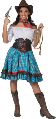 Produktbild von Cowgirl-Kostüm für Damen blau-braun - M/L