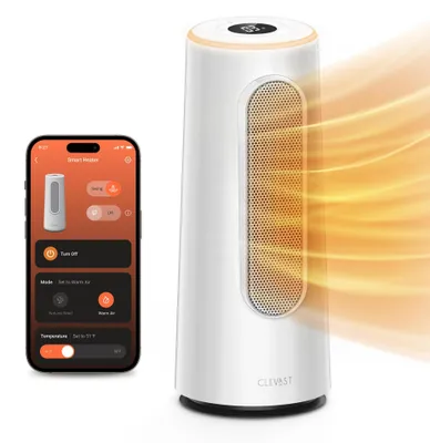 Obrázok produktu pre Elektrický keramický ohrievač – 1500 W – biela, vežovitý model – vhodný do obývačky, spálne alebo kancelárie