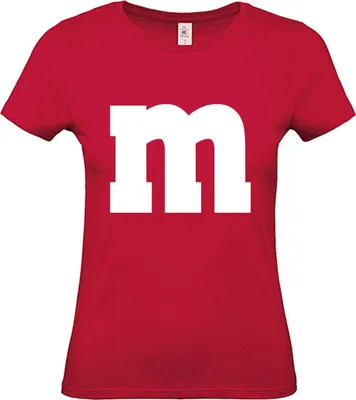 Produktbild von MM Shirt T-Shirt 100% Baumwolle M&M Damen Kostüm Verkleidung M und M Gruppen T-Shirt - Karneval Fasching JGA Festival Shirt Farbe wählen: rot Shirt Größe wählen: L