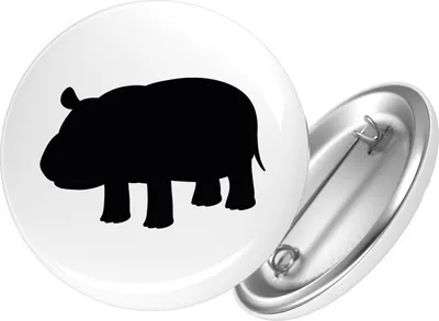 Produktbild von Huuraa Button Nilpferd Silhouette 59mm rund mit Sicherheitsnadel Ansteckbutton Geschenkidee