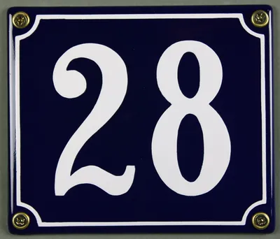 Produktbild von Hausnummernschild Emaille 28 blau - weiß 12x14 cm  Schild Emaile Hausnummer Haus Num