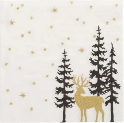 Image de PAPSTAR 89769 PAPSTAR Weihnachts-Motivservietten "Golden Deer"