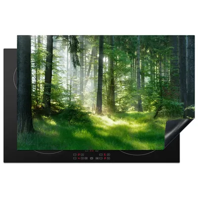 Produktbild von KitchenYeah© Herdabdeckplatte Natur - Bäume - Wald - Grün - Sonne - Gras - Pflanzen , 80x52cm, Küche Deko, Glaskeramikkochfeld Herdabdeckung, Abdeckplatte fùr Kochfeld