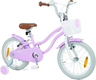 Imagen del producto de Bicicleta infantil con cesta y timbre, bicicleta para niñas de 14/16 pulgadas con sillín y manillar ajustables en altura, bicicleta con frenos dobles y ruedas auxiliares desmontables, ideal para niñas de 3 a 7 años