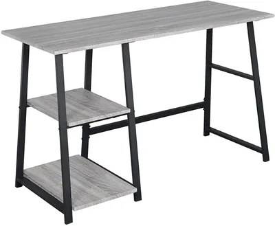 Produktbild von WOLTU Schreibtisch Computertisch Bürotisch Arbeitstisch PC Laptop mit 2 Ablagen, aus MDF und Stahl, 120x50x73cm(BxTxH) Grau