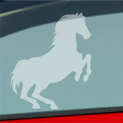 Produktbild von Auto Aufkleber Pferd Horse Pony Pferdeliebhaber Reiten 10x11,5 cm Milchglas Sticker Heckscheibenaufkleber