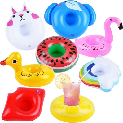 Produktbild von Aufblasbare Getränkehalter 8 Stück, Bunte Designs, für Pool, Partys, Sommer