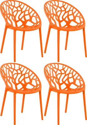 Produktbild von CLP 4er Set Gartenstuhl Hope, Modernes Design, Wetterfest, Stapelbar, Mit Armlehnen orange