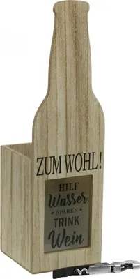 Produktbild von Origineller Flaschenhalter Geschenkbox mit Spruch und Flaschenöffner