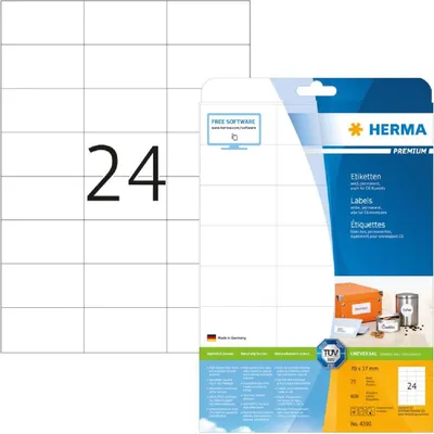 Produktbild von Etiketten Premium A4, weiß 70x37 mm Papier matt 600 St.