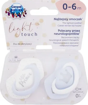 Zdjęcie produktu dla Canpol, Smoczek uspokajajcy, silikonowy 0-6m symetryczny Royal 22/650, blue, 2 sztuki