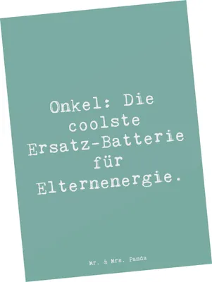 Produktbild von Mr. & Mrs. Panda Postkarte Spruch Onkel Energie - Meeresbrise - Geschenk, Ansichtskarten, bildkarte, Familienangehöriger, Patenonkel, coolste, Unterstützung, Postkarten