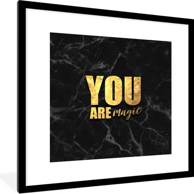 Produktbild von MuchoWow® Gerahmtes Poster Zitate - Magie - Gold - Marmor 40x40 cm - Poster mit Schwarzem Bilderrahmen Wandposter Rahmen Foto Bilder - Poster - Plakat im Rahmen