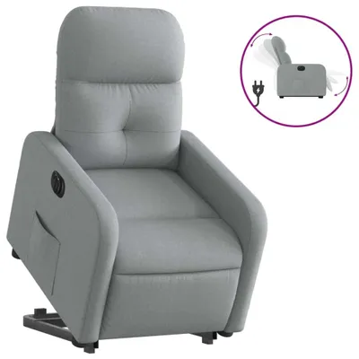 Immagine prodotto di vidaXL Poltrona relax con ausilio per l'alzata in tessuto grigio chiaro elettrico