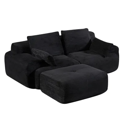 Produktbild von Sofa 2-Sitzer Sofa ohne Montage, Cordstoff, ergonomisch & platzsparend Modulares Sofa mit 32D Polsterung für Wohnzimmer & kleine Räume