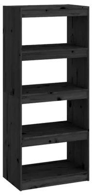 Productafbeelding van vidaXL Boekenkast/Roomdivider, zwart, 60x30x135,5 cm, massief grenenhout